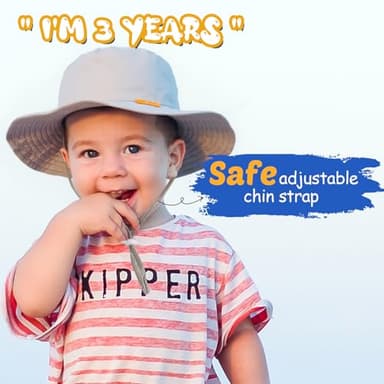 2-Pack Baby Sun Hat Kids Summer UPF 50+ Sun Protective Toddler Bucket Hat Wide Brim Adjustable Beach Hats for Boys Girls Age 0-6 Years (Grey + Blue) - Image 5