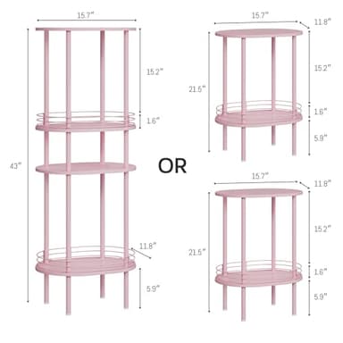 DGSANDGO Small Round Side Table,Bedside Table with Storage, Morden Round Nightstand, Samll Side Table for Living Room，Bathroom，Bedroom, Nursery, Laundry, Pink - Image 2