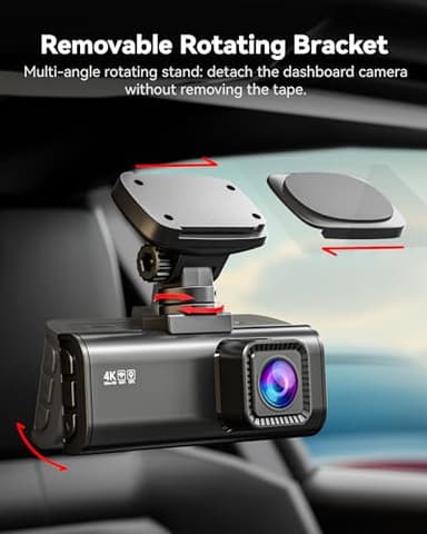 REDTIGER 4K Dash Cam Front and Rear, STARVIS 2 Sensor, 64GB Card Included, 4K/2.5K+1080P Dual Dash Camera for Cars Built-in WiFi GPS, 3.18 Inch IPS Screen, 170° Wide Angle, Parking Monitor (F7N Pro) - Image 7