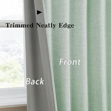 RAIN CITY Light Green Linen Blackout Curtains 45 Inch Long for Living Room,2 Panels Pinch Pleated Drape with Hooks Back Tab Boho Decor, Textured Full Black Out Curtains for Bedroom 50 x 45 - Image 4