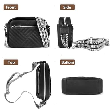 Horsecret Small Crossbody Purse Quilted Crossbody Bag for Women Small Shoulder Handbag Black - Image 6