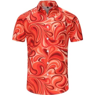 KYKU Mens Button Down Hawaiian Shirts Summer Accessories, Abstract Pattern, 4XL - Image 3