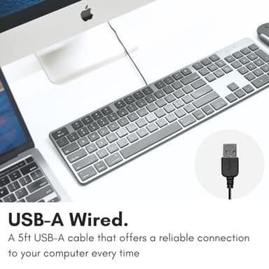 Macally Slim USB Wired Keyboard for Mac - Full Size Apple Key Board - Scissor Keycaps for Mac mini, MacBook Pro, MacBook Air, iMac Keyboard USB C. - Image 3