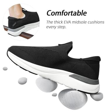 LBTPK Men's Slip On Walking Shoes Non Slip Running Shoes Breathable Tennis Workout Shoes Lightweight Gym Training Sneakers,Black 9 - Image 3