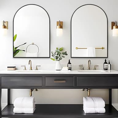 Fabuday Large Black Arch Mirror for Bathroom Wall - 26x38 Big Arched Mirror for Over Sink, Hanging Metal Framed Mirrors for Living Room, Bedroom, Entryway, Hallway Decor - Image 2