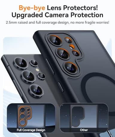 CANSHN Strong Magnetic & Seamless Stand Designed for Samsung Galaxy S24 Ultra Case [Full Camera Protection] [Adjustable Kickstand] [Compatible with MagSafe] Translucent Matte Phone Cover - Black - Image 4
