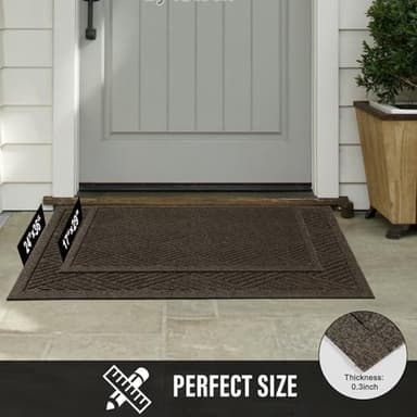 Sturdy Front Door Mat, Absorbent Muddy Dirt Resist Welcome Door Mats Outdoor Indoor, Stain and Fade Resistant, Non-Slip Rubber Backing Low Profile Doormat for Entryway, 36×24, Brown - Image 6