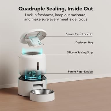 PETLIBRO Automatic Cat Feeder, 5G WiFi Automatic Pet Feeder with Freshness Preservation, 3L Timed Cat Feeders for Dry Food, Up to 48 Portions 10 Meals Per Day, Granary Pet Feeder for Cat/Dog, White - Image 5