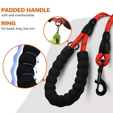Taglory Rope Dog Leash 5 FT with Comfortable Padded Handle, Highly Reflective Threads Leash for Small Dogs, 3/8 inch, Red - Image 4
