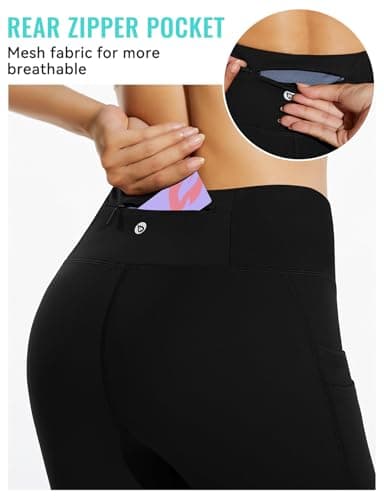 baleaf Fleece Lined Leggings Women Waterproof Thermal Winter Hiking Pants Warm Tights Skiing Running Yoga Travel Gear Black L - Image 3