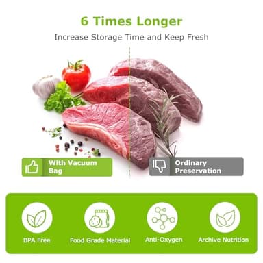 [2025 Upgraded] Bonsenkitchen 3 Rolls 11" x 16' + 3 Rolls 8" x 16' Vacuum Sealer Bags for Food with a Color Box, Easy to Store, Commercial Grade, BPA Free, Great for Food Storage or Sous Vide, VB22 - Image 7