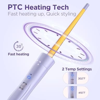 5 in 1 Wand Curling Iron-Curling Wand Set with Hair Straightener, 3 Barrels Hair Crimper Iron, 3 Ceramic Curling Irons (0.35 "-1.25"), 2 Temps Fast Heat Hair Curler Waver with Glove & Clip-Purple - Image 6