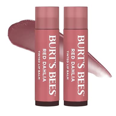 Burt's Bees Lip Tint Balm with Long Lasting 2 in 1 Duo Tinted Balm Formula, Color Infused with Deeply Hydrating Shea Butter for a Natural Looking Buildable Finish, Fiery Red Dahlia (2-Pack) - Image 1