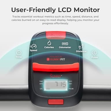 Sunny Health & Fitness Smart Manual Walking Treadmill, 300 LB Weight Capacity, Non-Electric, Fixed Incline, Compact & Foldable, Digital Monitor, Bluetooth Connection with SunnyFit App - SF-T1407SMART - Image 5