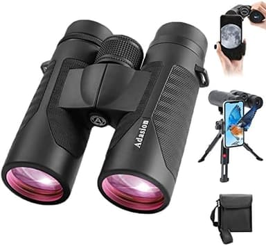 12x42 HD Binoculars for Adults High Powered with Phone Adapter and Tripod, Super Bright BAK4 Prism Waterproof Binoculars for Bird Watching Hunting Hiking Safari Travel Sports - Image 2