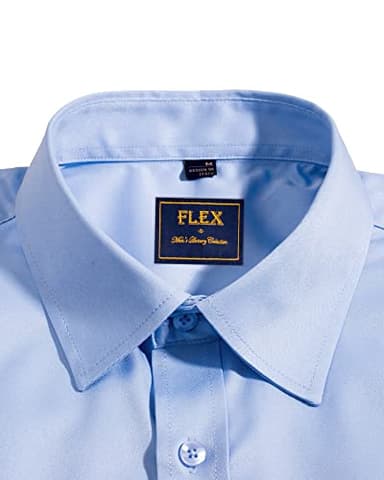Alimens & Gentle Mens Short Sleeve Dress Shirts Wrinkle Free Solid Casual Button Down Shirts with Pocket, Light Blue, 4X-Large - Image 3