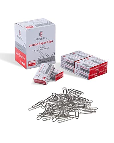 PAPERPAL Paperclips for Office School & Personal Use, Jumbo Smooth Paper Clip (2"), 1000 Large Paper Clips (10 Boxes of 100 Each), Silver - Image 1