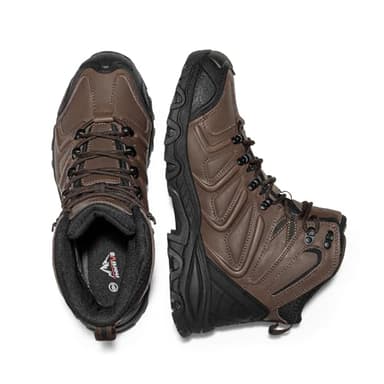NORTIV 8 Men's Ankle High Waterproof Hiking Boots Outdoor Lightweight Shoes Trekking Trails Armadillo,Size 11,Dark Brown-Leather,160448_M - Image 4
