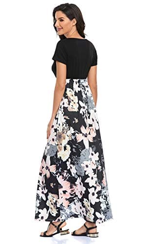 Lacavocor Womens Short Sleeve Maxi Dresses Empire Waist Long Dress, Large, B7 - Image 2
