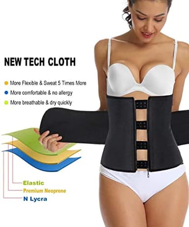 HOPLYNN Neoprene Sweat Waist Trainer Corset Trimmer Shaper Belt for Women, Workout Plus Size Waist Cincher Stomach Wraps Bands Black Medium - Image 5