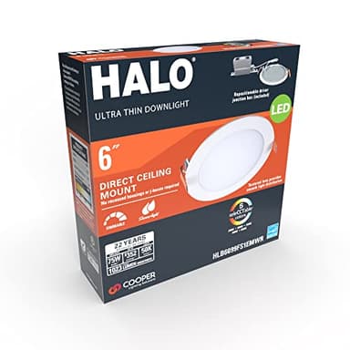 HALO HLB Recessed Lighting 6 Inch LED Thin Canless, Dimmable w/Selectable Color Temperatures, 6-Pack -HLB6099FS1EMWR-6PK - Image 8