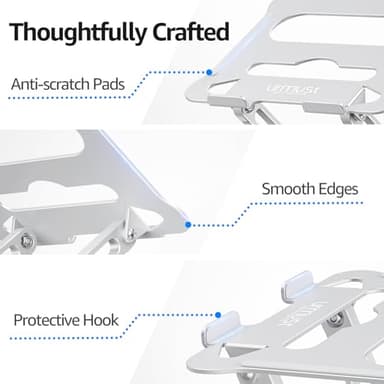 Urmust Laptop Notebook Stand Holder Adjustable Ultrabook Stand Riser Portable Compatible with MacBook Air Pro HP Dell XPS Lenovo All laptops 10-15.6"(Silver) - Image 8