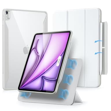 ESR for iPad Air 13 Inch Case (2025/2024) M3/M2 with Pencil Holder, Removable Magnetic Cover, Vertical Stand, Fully Supports Pencil Pro and Pencil(USB-C), Rebound 360 Series, White - Image 1