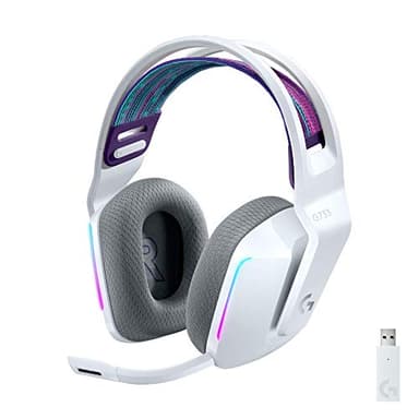 Logitech G733 Lightspeed Wireless Gaming Headset, Suspension Headband, Lightsync RGB, Blue VO!CE Mic, PRO-G Audio – White, Gaming Headset Wireless, PC, PS5, PS4, Switch Compatible - Image 1