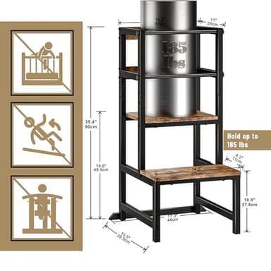 INNOD Kitchen Step Stool for Toddlers, Height Adjustable Toddler Tower with Safety Rail, Steel and Wood Toddler Kitchen Stool Helper Kids, Stool for Kids, Learning Tower, Kids' Desk Brown - Image 5