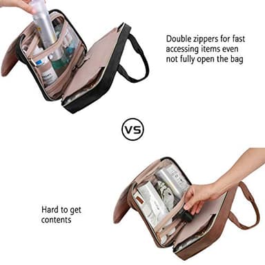 BAGSMART Toiletry Bag Travel Bag with Hanging Hook, Water-resistant Makeup Cosmetic Bag Travel Organizer for Accessories, Shampoo, Full-size Container, Toiletries (Black, Medium) - Image 6
