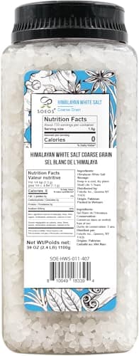 Soeos Himalayan White Salt, Coarse Grain, 39 oz (2.4 Pound), Non-GMO and Nature Himalayan Salt, Sea Salt for Grinder Refill, Healthier Table Salt Substitute (Pack of 1) - Image 2