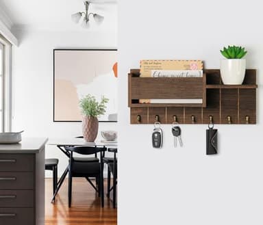 RelaxScene Key Holder Wall Mount - Decorative Key Rack and Mail Organizer with 7 Key Hooks - Wooden Key Hanger with Shelf for Living Room Decor - Rustic Farmhouse Home Entryway Aesthetic Essentials - Image 3