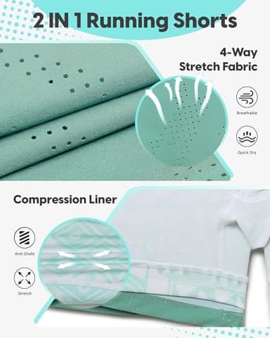 maamgic Mens Running Shorts with Compression Liner 5" Quick Dry Workout Gym Shorts Anti-Chafe 2 in 1 Athletic Shorts Jadefrost Small - Image 4