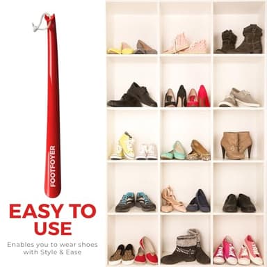 Long shoehorn that is comfortable to wear and has a handle is ideal for both men and women (Red(Pack of 2)) - Image 3