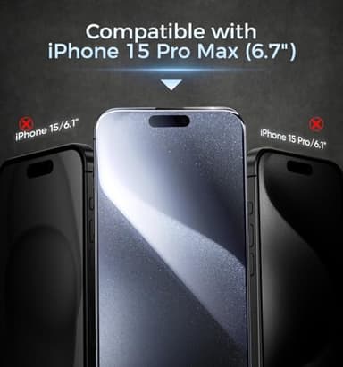 MAGIC JOHN 3rd Gen Upgraded for iPhone 15ProMax Privacy Screen Protector 6.7 Inch,25°Anti-Spy Screen,Shockproof Tempered Glass,Auto Dust-Removal,Bubble Free,Easy Installation,2 Pack - Image 2