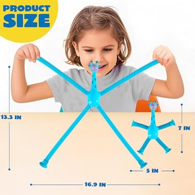 JOYIN 4 Pcs Pop Tubes Suction Cup Giraffe Toys, Autism Sensory Gifts Fidget Toys for Kids Toddler Boys Girls Year Ages 3 4 5 6 7 8 9 10 Birthday Party Favors Kids Travel Classroom Prize - Image 2