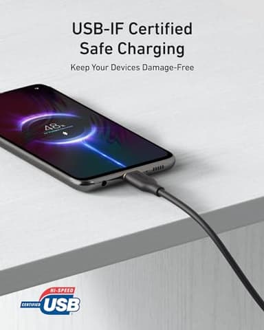 Anker Type C Cable，2 Pack USB A to USB C Flow Cord, Fast Charging for iPhone 17 16 or Max Plus and More (3FT, Black) - Image 5