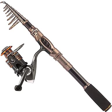 PLUSINNO Spin Spinning Rod and Reel Combos Carbon Telescopic Fishing Rod with Reel Combo Sea Saltwater Freshwater Kit Fishing Rod Kit(2.7M 8.86Ft Fishing Rod + Reel) - Image 1