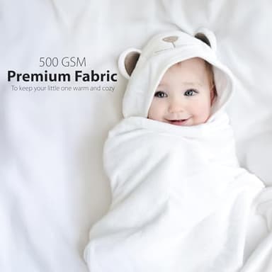 MINIBOO Hooded Baby Towels for Newborn & Toddler - Super Soft Baby Bath Towels with Hood, Highly Absorbent Viscose Made from Bamboo Hooded Towel for Boys, Girls, Newborn Essentials. - Image 3