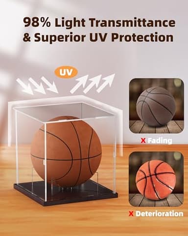 Fitense Basketball Display Case Acrylic Clear, UV Protected Basketball Stand Box Full Size with Solid Wood Base, Soccer Display for Autographed Standard NBA WNBA Ball Memorabilia Keepsake, Ideal Gift - Image 5