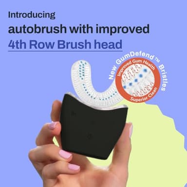 autobrush Sonic Pro U Shaped Adults Electric Toothbrush with Unique 360° Nylon Bristles, 3 Cleaning Modes, Ultrasonic LED Light, Rechargeable, Waterproof (Double-Sided, Black) - Image 4