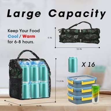 VLM Lunch Box for Women, Insulated Lunch Bag Women with Adjustable Shoulder Strap, Cute Lunch Tote Bag for Work,Picnic,Camping Big Size - Image 2