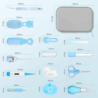 Baby Grooming Kit, Portable Baby Safety Care Set with Hair Brush Comb Nail Clipper Nasal Aspirator etc for Nursery Newborn Toddlers Infant Girl Boys Keep Clean (Blue) - Image 7