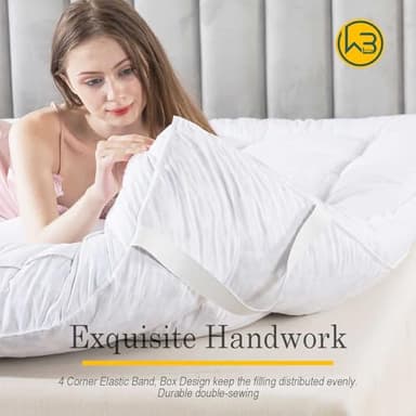 WhatsBedding 5 Inch Feather Bed Mattress Topper,Duck Feather Memory Foam Mattress Topper, Thickened Topper Layer, Queen, 60x80 inches - Image 4