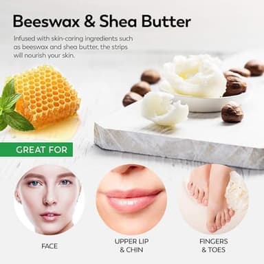 ShineMore Facial Wax Strips for hair removal - Hypoallergenic for All Skin Types - - Gentle and Fast-Working for Face, Eyebrow, Upper Lip, and Chin (40 Women Wax Strips + 4 Calming Oil Wipes NATURE NATION Ingredients ) - Image 4