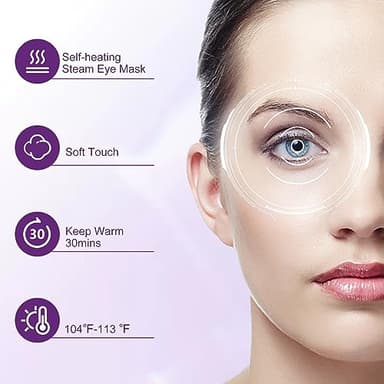 XPCARE 32 Pack Steam Eye Masks for Dry Eyes, SPA Warm Sleep Eye Mask, Disposable Heated Eye Mask for Dark Circles, Puffy Eyes, Relief Stress Eye Fatigue(Lavender) - Image 6
