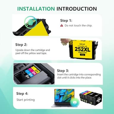 252XL Ink Cartridge Remanufactured for Epson 252XL 252 XL T252XL Combo Pack to use for Epson Workforce WF-7110 WF-7720 WF-7710 WF-3620 WF-3640 Printer(2 Black, 1 Cyan, 1 Magenta, 1 Yellow) 5 Pack - Image 7