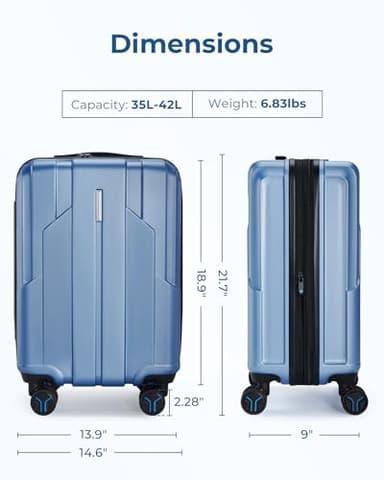 BAGSMART Carry On Luggage 22x14x9 Airline Approved, 1OO% PC Hardside Expandable Luggage with TSA Lock, 20 Inch Travel Suitcase with Spinner Wheels, Gray - Image 7