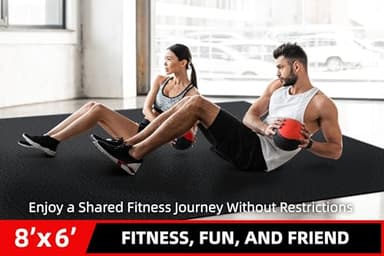 GymCope Large Exercise Mat for Home Workout,12‘x6’/10'x6'/9'x6'/8'x6'/7'x5'/6'x4' (7mm) Extra Thick Workout Mat, High-Density Gym Mat for Cardio, Jump Rope, MMA, Weights (Shoe-Friendly) - Image 3