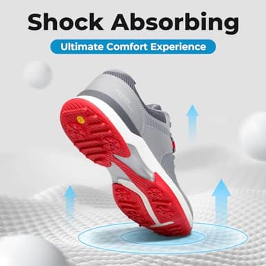 FitVille Extra Wide Men's Golf Shoes Waterproof, Professional Outdoor Spiked Golf Shoes for Men with Arch Support(Gray/Red, 9 X-Wide) - Image 4